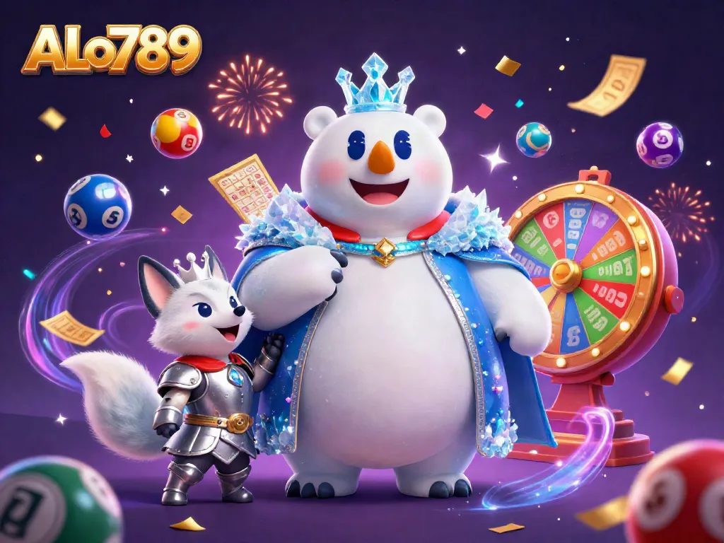 Experience thrilling moments at ALo789 with vibrant gambling elements and lively characters in a festive setting.