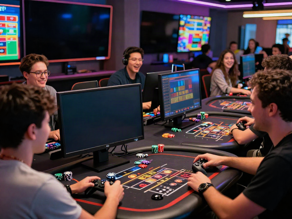 Exciting gaming atmosphere at https://man88pro.com/ with diverse players enjoying casino games.