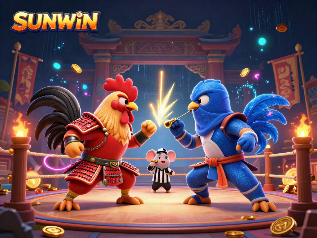 Experience excitement with SUNWIN in this 3D battle of rooster warriors in a dynamic gaming arena.