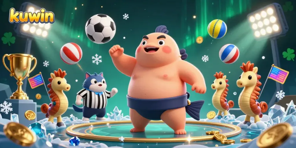 Experience exciting games with kuwin in a lively underwater casino arena featuring a fugu fighter!