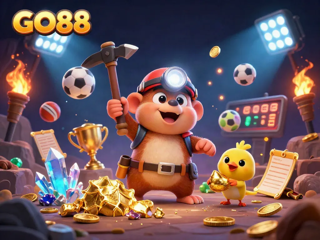 Engage in exciting sports betting with GO88 as a treasure hunting mole uncovers riches.
