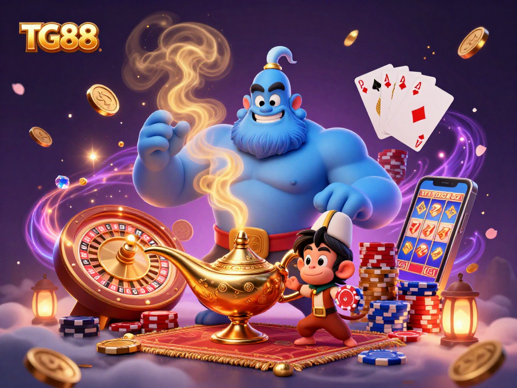 Experience the excitement of TG88 through enchanting visuals, showcasing a vibrant casino scene.
