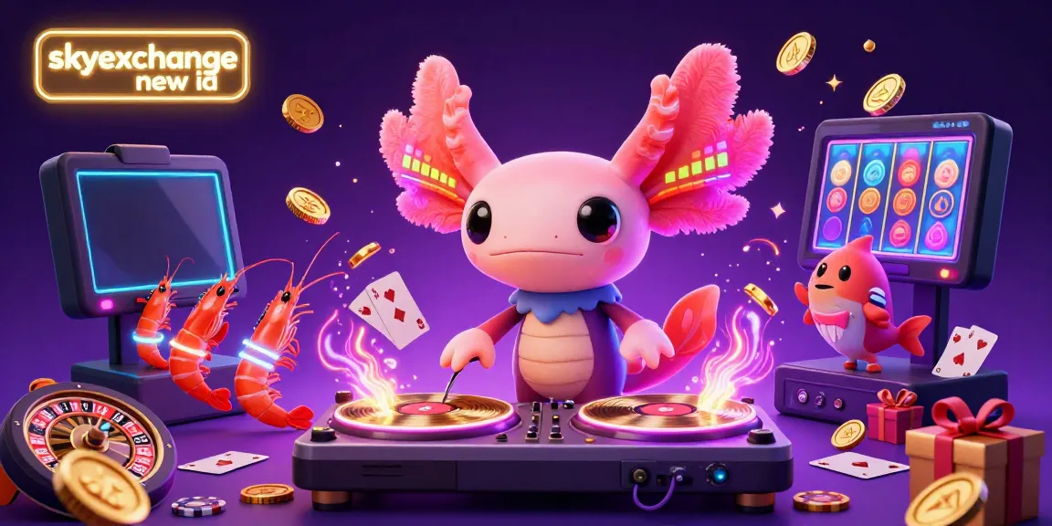 Experience the excitement of skyexchange new id with dynamic casino action and vibrant characters in a stunning 3D illustration.