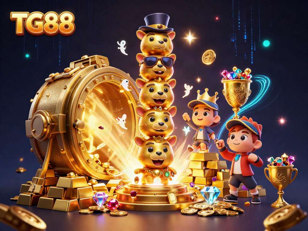 Experience the thrill of casino gaming at TG88 with vibrant treasure-themed elements.